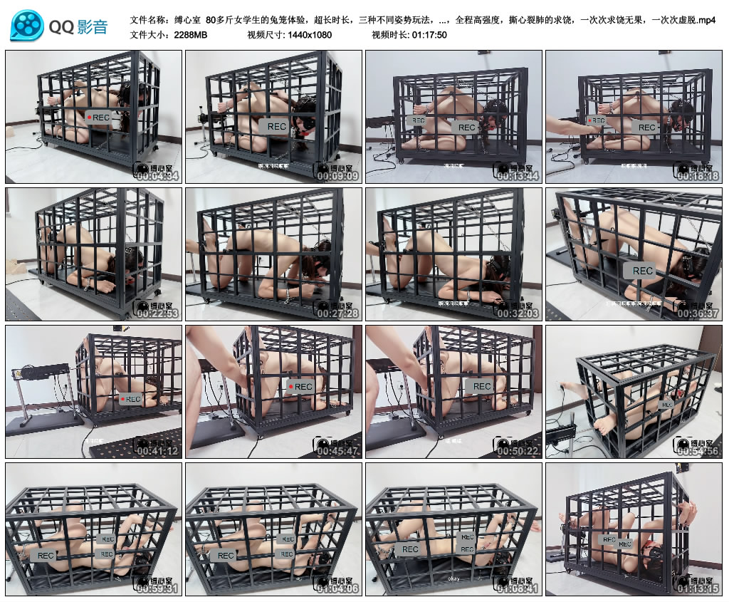 【缚心室】 80多斤女学生的兔笼体验,超长时长,三种不同姿势玩法,自动挡自己动,全..._绳艺库视频下载