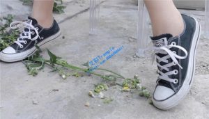 性感肉丝帆布鞋踩花_绳艺库视频下载