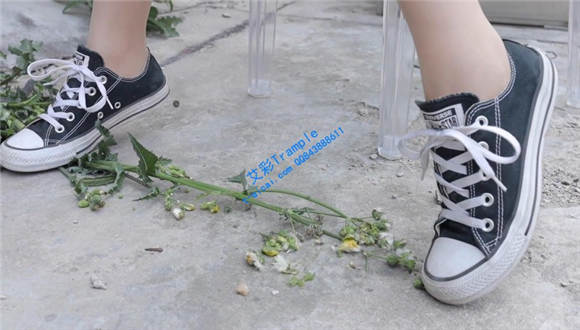 性感肉丝帆布鞋踩花_绳艺库视频下载